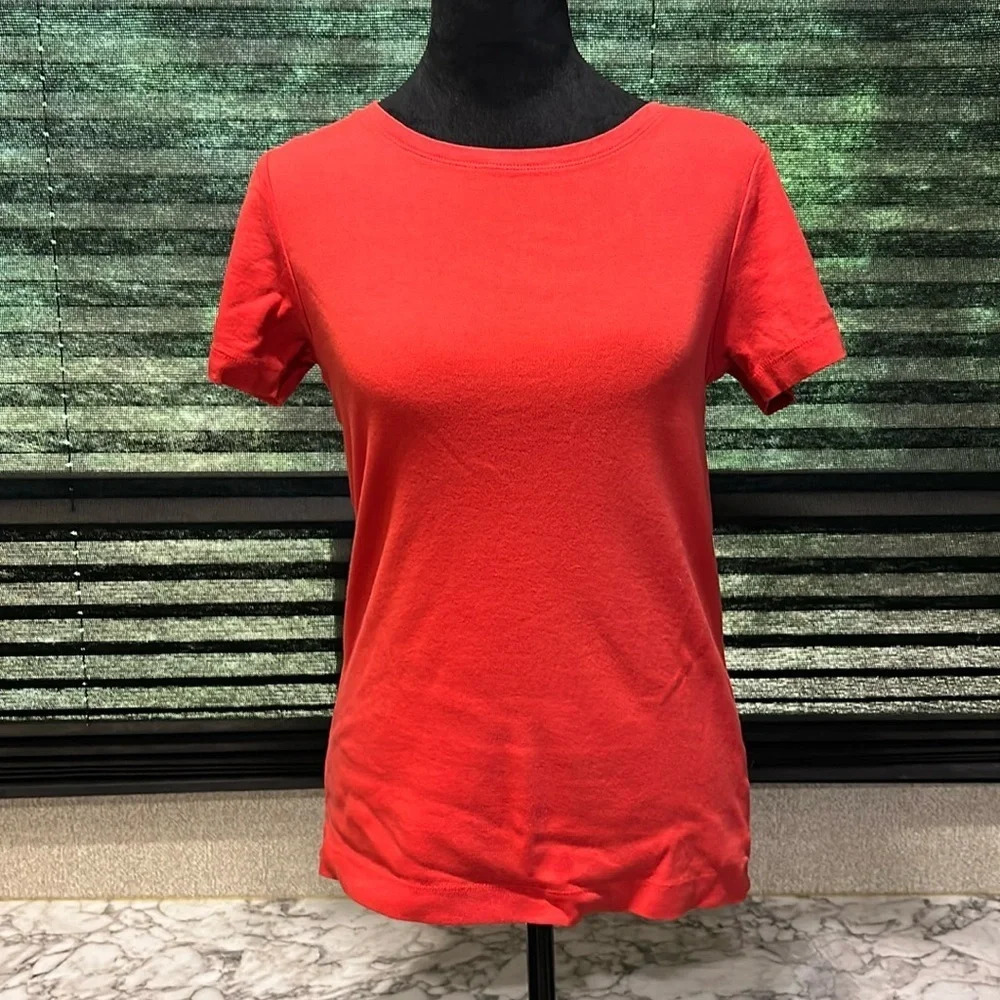 Eddie Bauer Women's Red‎ Cotton Everyday Essentials Short Sleeve T-Shirt Medium